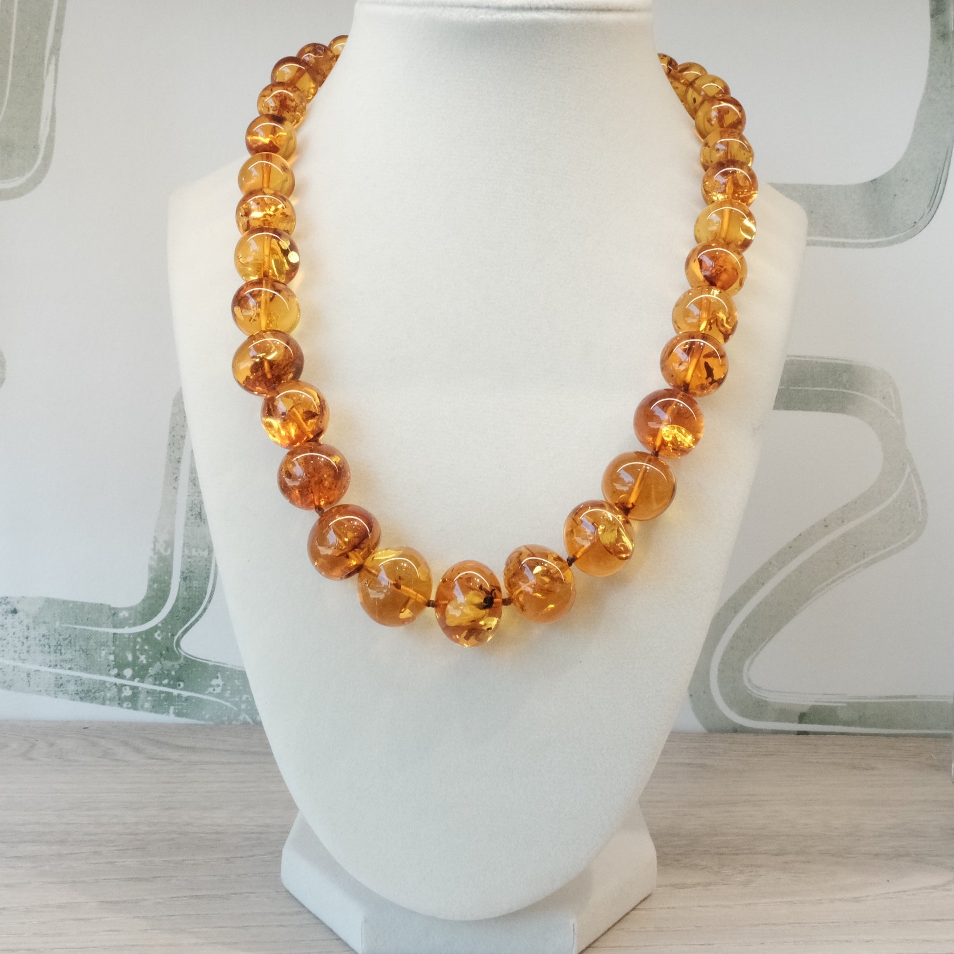 Amber Cognac Beads Necklace Adult Size