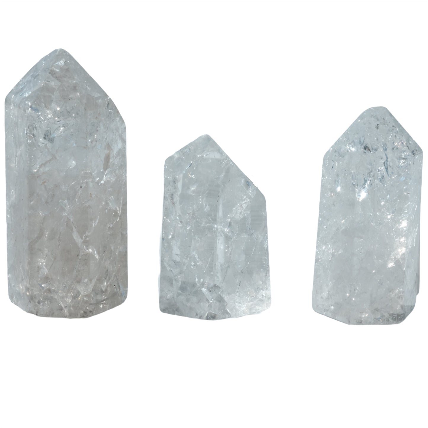 Fire and Ice Crystal Quartz Cracked Polished Tower