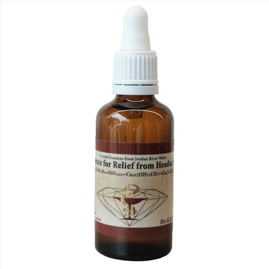 Healing Essence for Headache Relief 50ml by Dr. Gila Gavrielov in amber dropper bottle