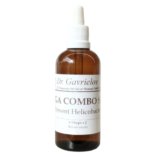 Mega Combo Prevent Helicobacter Healing Essence 100ml by Dr. Gila Gavrielov with dropper for easy dosing.