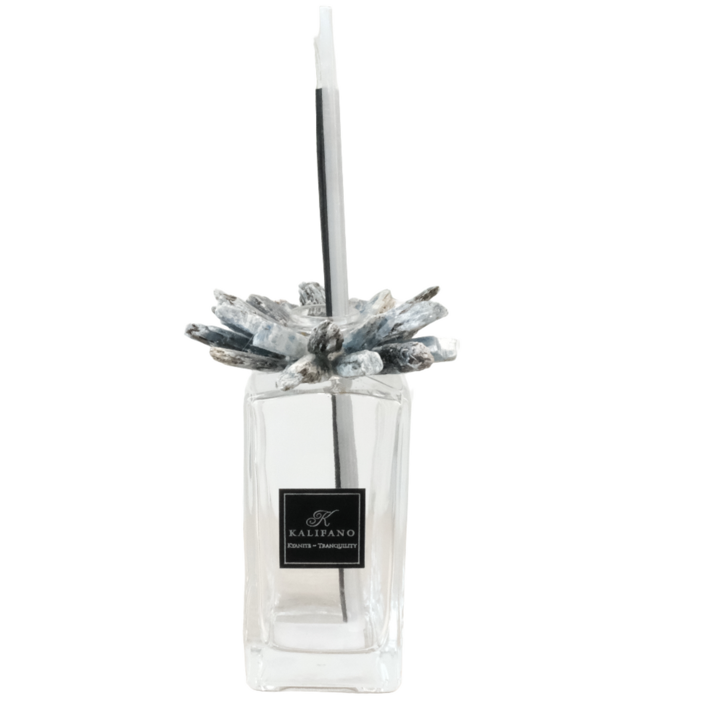 Elegant kyanite diffuser with crystal accent and sleek glass design.