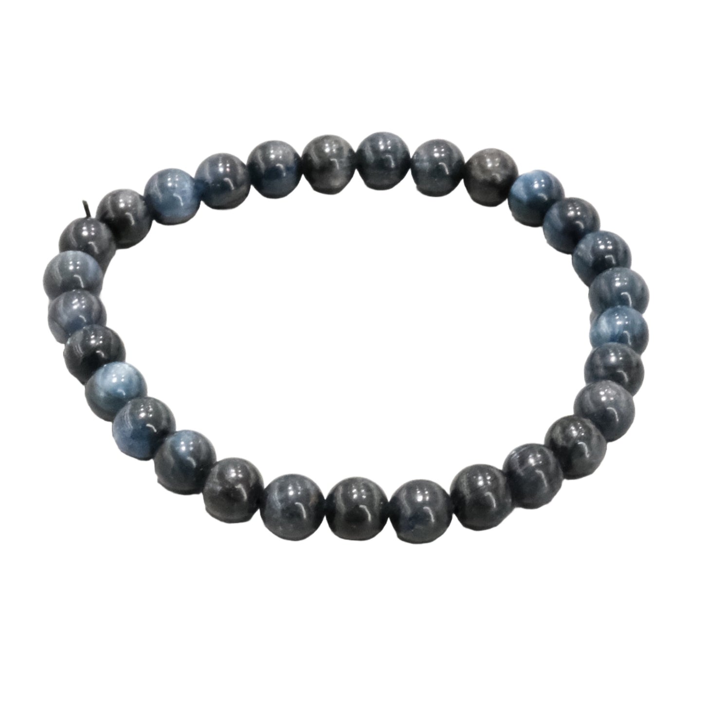Blue Kyanite Bracelet 5-6mm for chakra alignment, clearing negative energy, enhancing communication and spiritual growth.