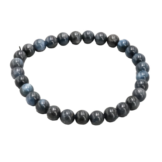 Blue Kyanite Bracelet 5-6mm for chakra alignment, clearing negative energy, enhancing communication and spiritual growth.