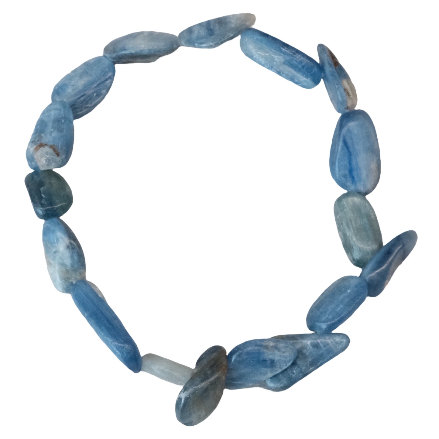 Blue Kyanite Tumbled Stone Bracelet for meditation and energy balance, featuring calming properties and promoting clear communication.