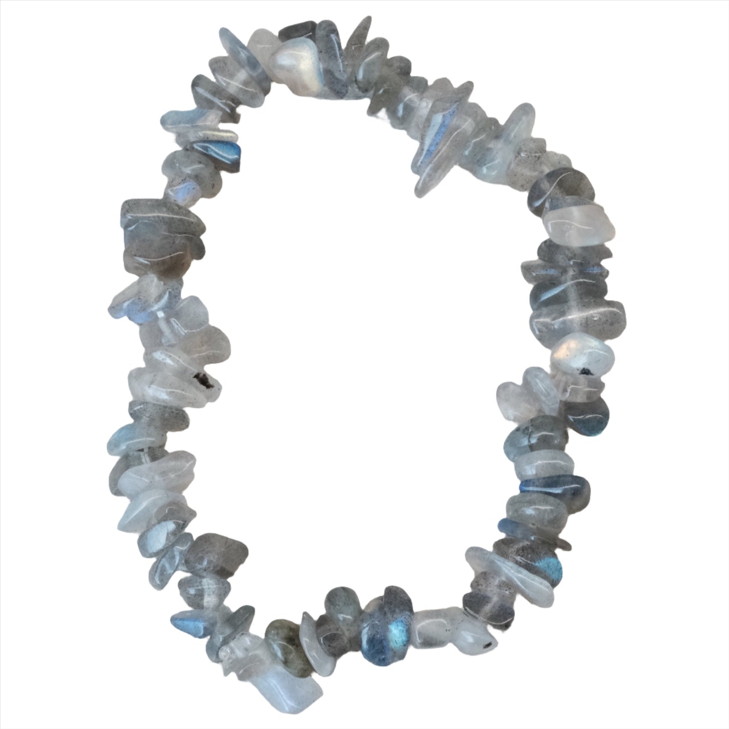 Labradorite chips bracelet for grounding spiritual energies, enhancing intuition, and promoting strength through change.
