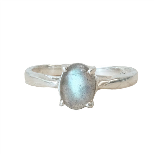 Labradorite Oval Sterling Silver Ring Size 6
