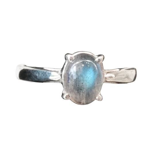 Labradorite Oval Sterling Silver Ring Size 7