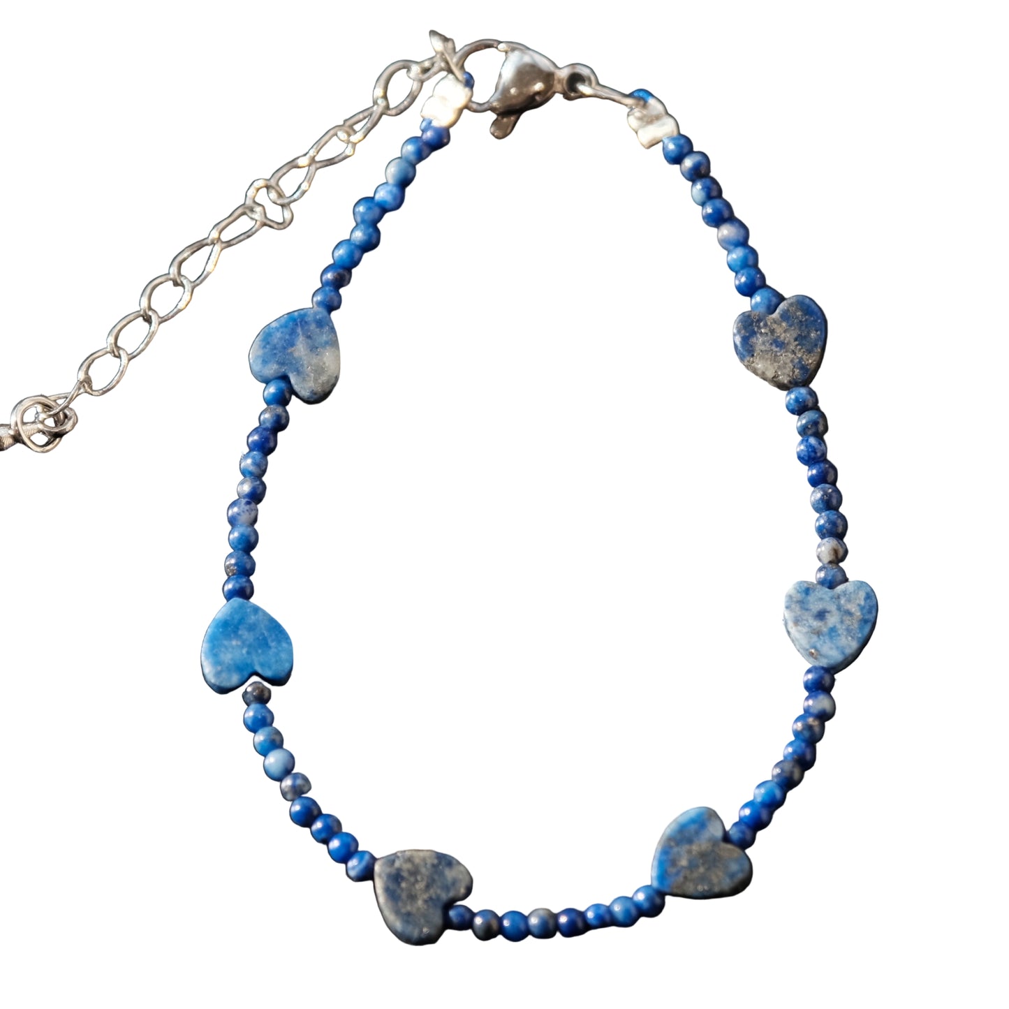 Lapis Lazuli Childrens Adjustable Bracelet with Heart Charm - Truth, Wisdom & Inner Peace