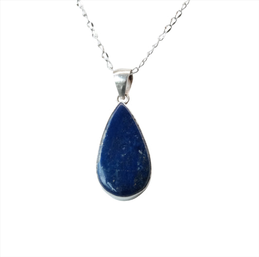 Lapis Lazuli Teardrop Sterling Silver Pendant Necklace