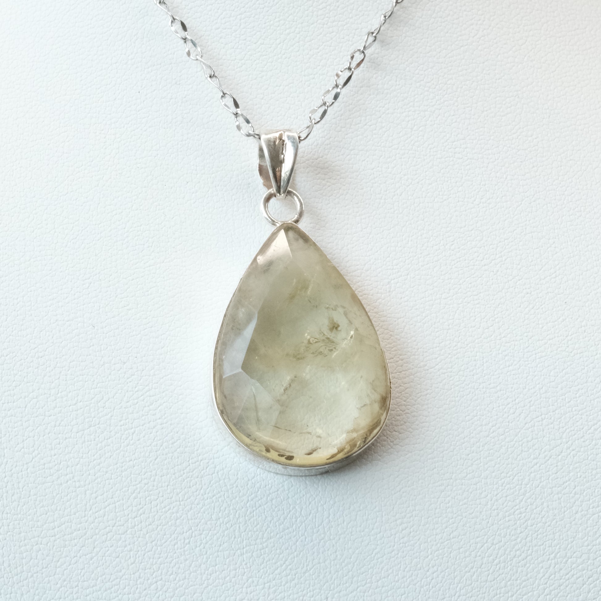 Lemon Topaz Teardrop Sterling Silver Pendant Necklace