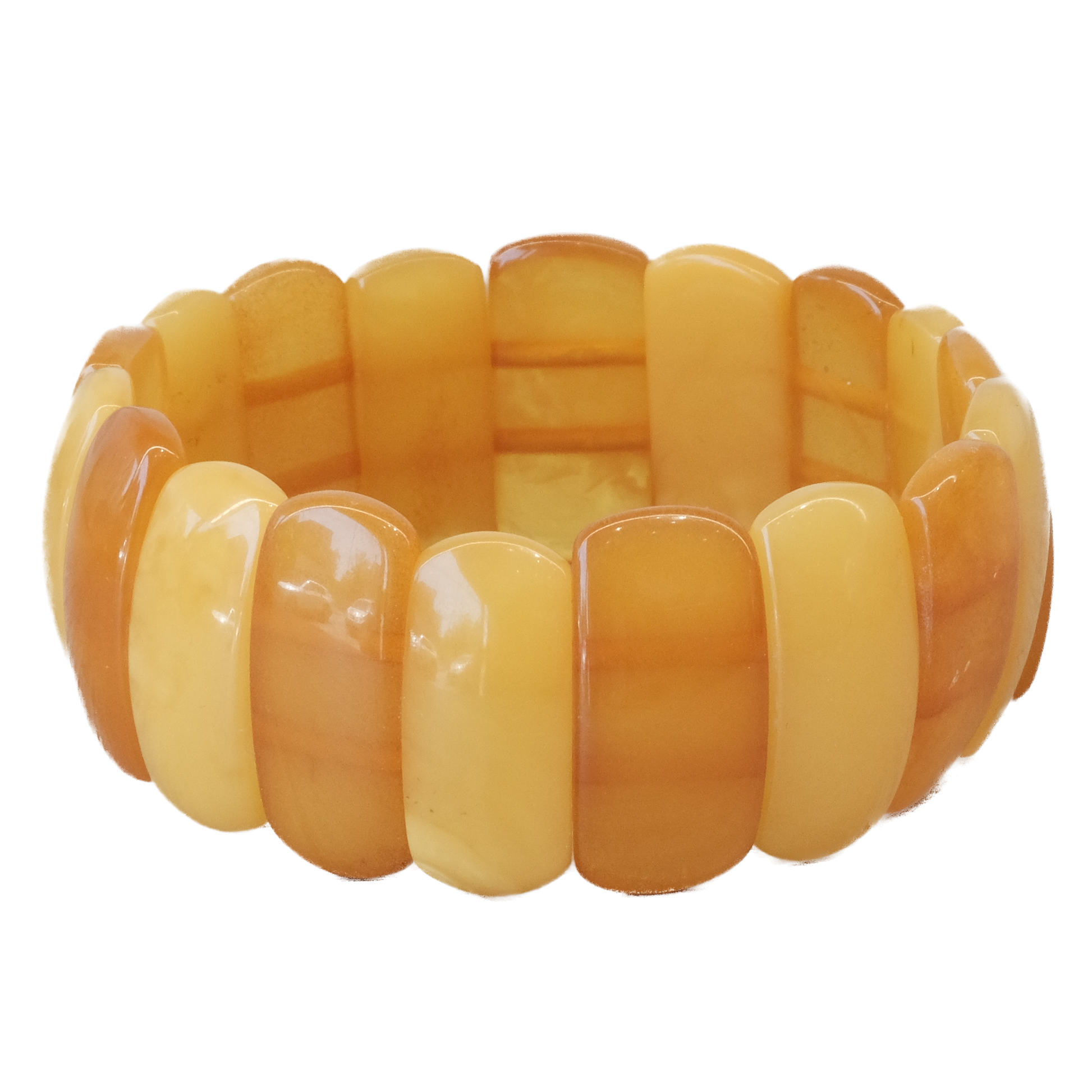 Amber stretch bangle bracelet, adult size 27MM, known for healing and cleansing the body and mind, enhances self-confidence.