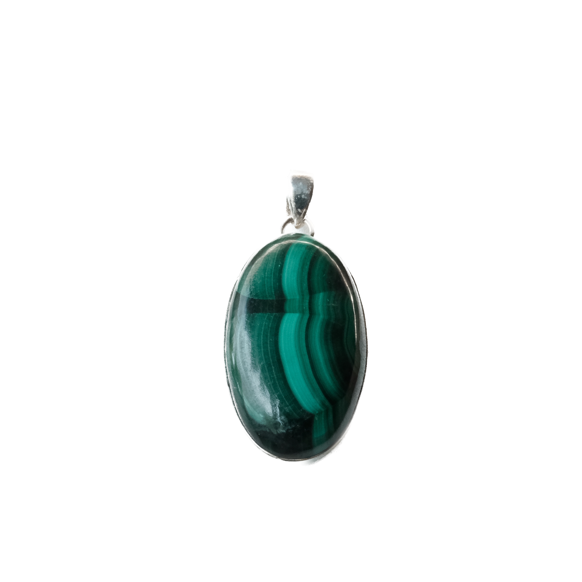 Malachite Oval Sterling Silver Pendant Necklace
