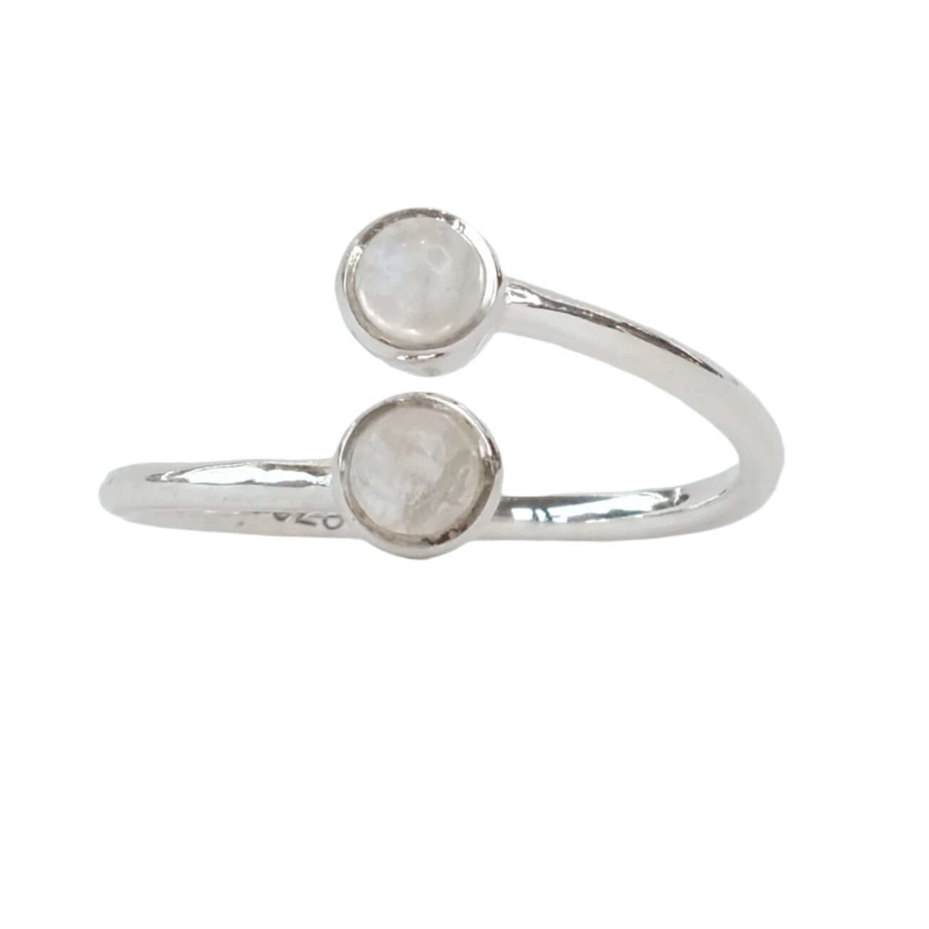 Moonstone Double Round Adjustable Sterling Silver Ring
