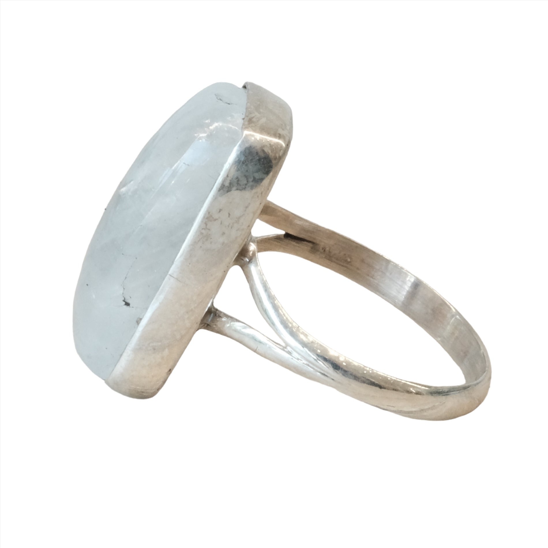 Moonstone Rectangle Sterling Silver Ring Size 8