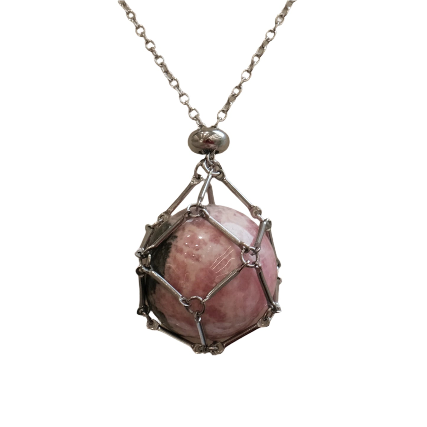 Stainless Steel Net Cage Bag for Stone Necklace 26"