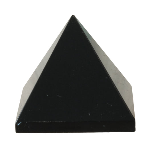 Black obsidian mini pyramid providing protection against negativity and promoting mental clarity and self-discovery.