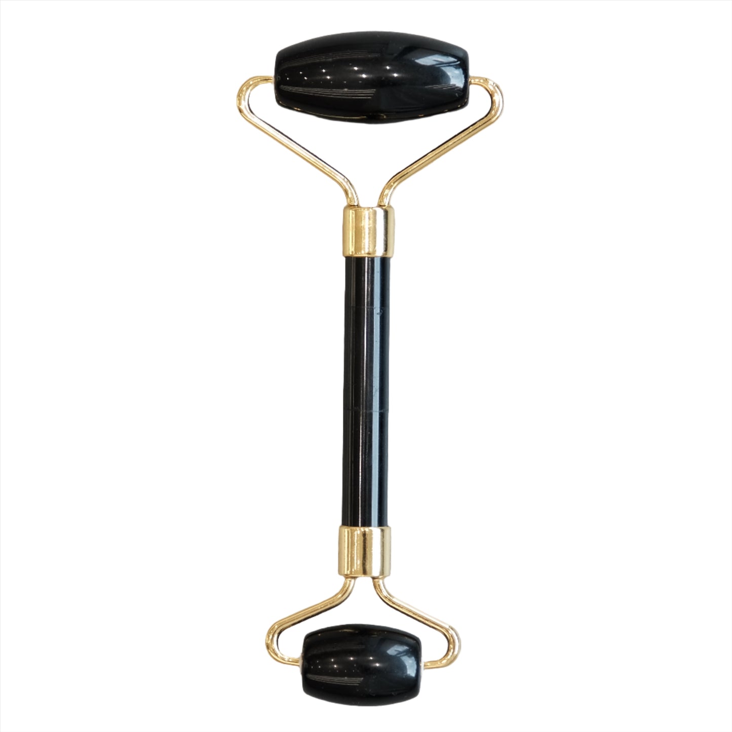 Black Obsidian double part massage roller for stress relief and negativity protection.