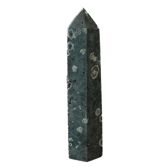 Ocean Jasper tower, a gemstone known for its soothing energy and emotional healing properties.
