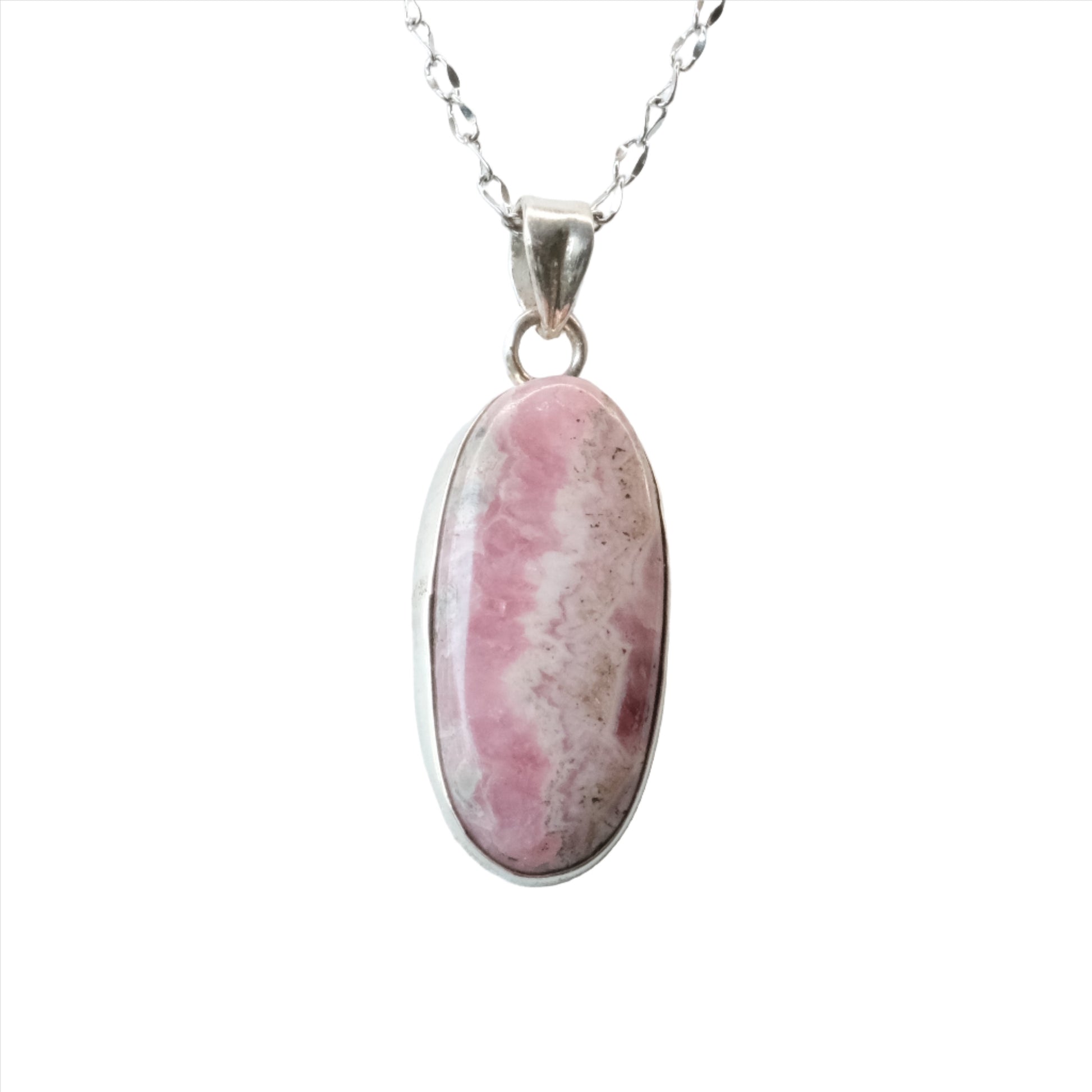 Rhodochrosite Oval Pendant Necklace