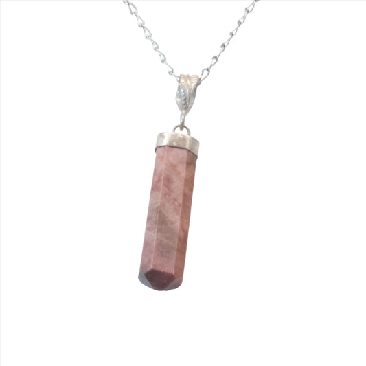 Rhodonite Point Sterling Silver Pendant Necklace