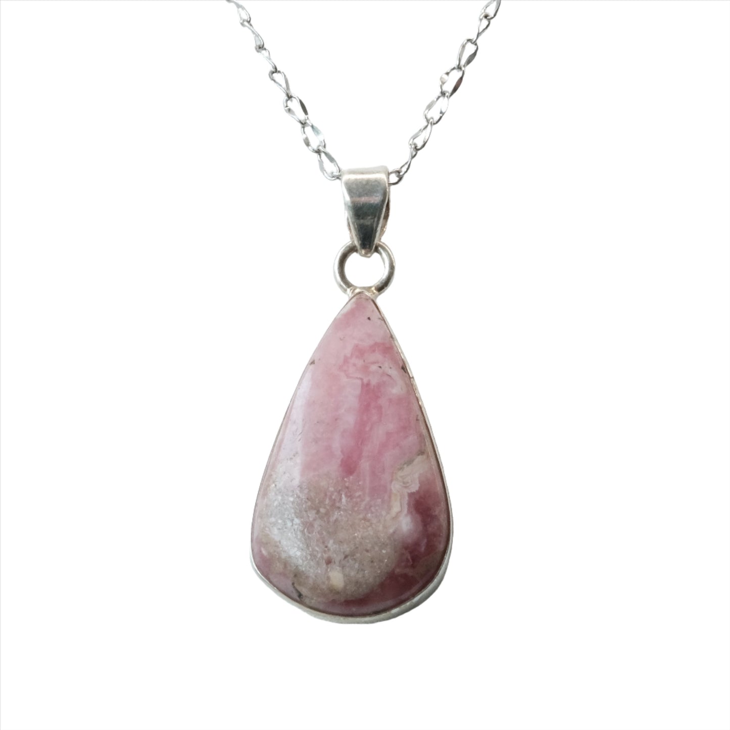 Rhodochrosite Teardrop Pendant Necklace