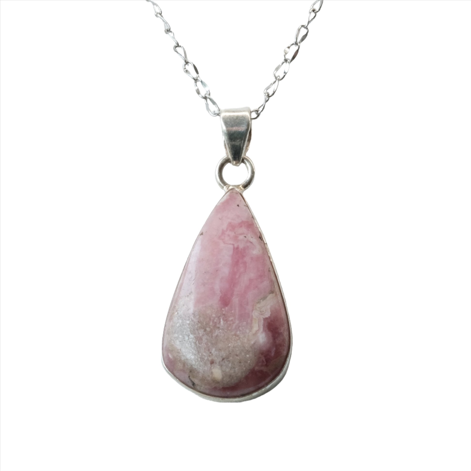 Rhodochrosite Teardrop Pendant Necklace