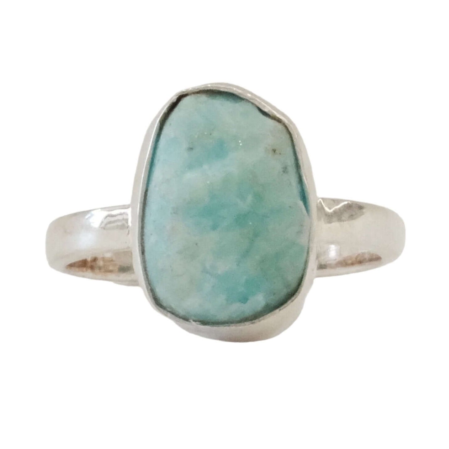 Amazonite sterling silver ring size 7 featuring a calming blue-green gemstone reputed for soothing energy and balancing effects.