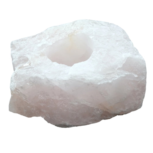 Rose Quartz Rough Candle Holder - Love, Healing & Inner Peace