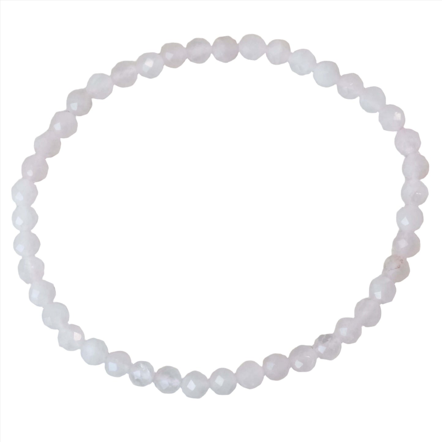 Faceted Rose Quartz Bracelet, 3-4MM beads, promotes self-confidence and love, helps heal broken hearts and balances emotions.