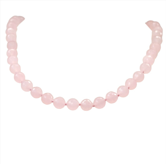 Rose Quartz Faceted Necklace 10MM