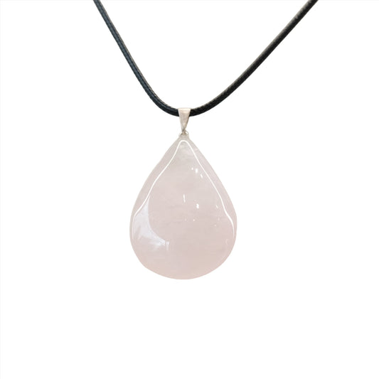 Rose Quartz Teardrop Pendant Necklace