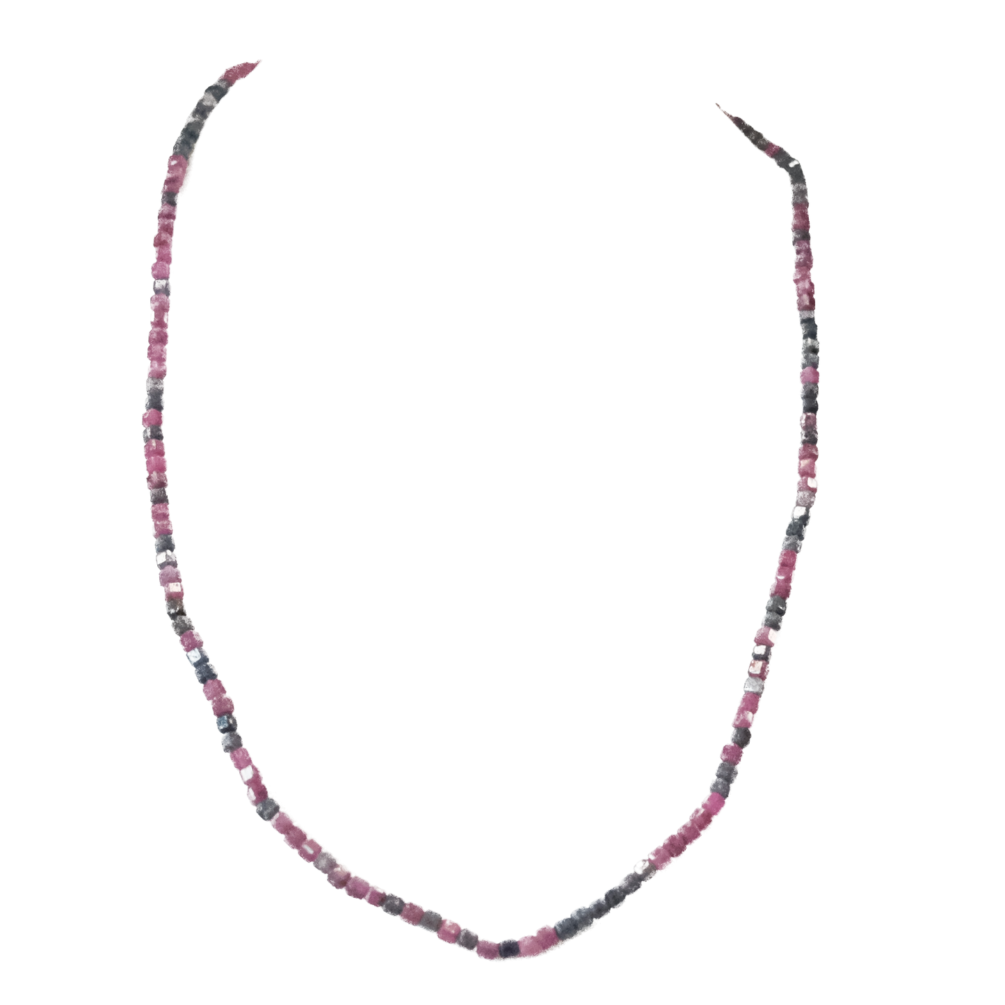 Ruby Sapphire Faceted Cube Necklace