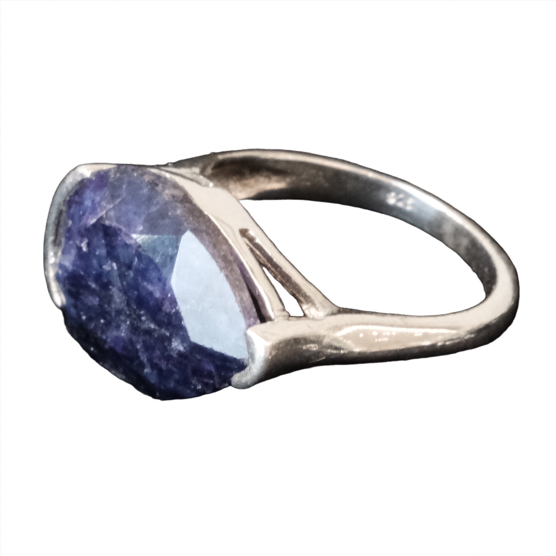 Blue Sapphire Teardrop Sterling Silver Ring Size 7
