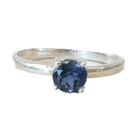 Blue Sapphire Round Sterling Silver Ring Size 8