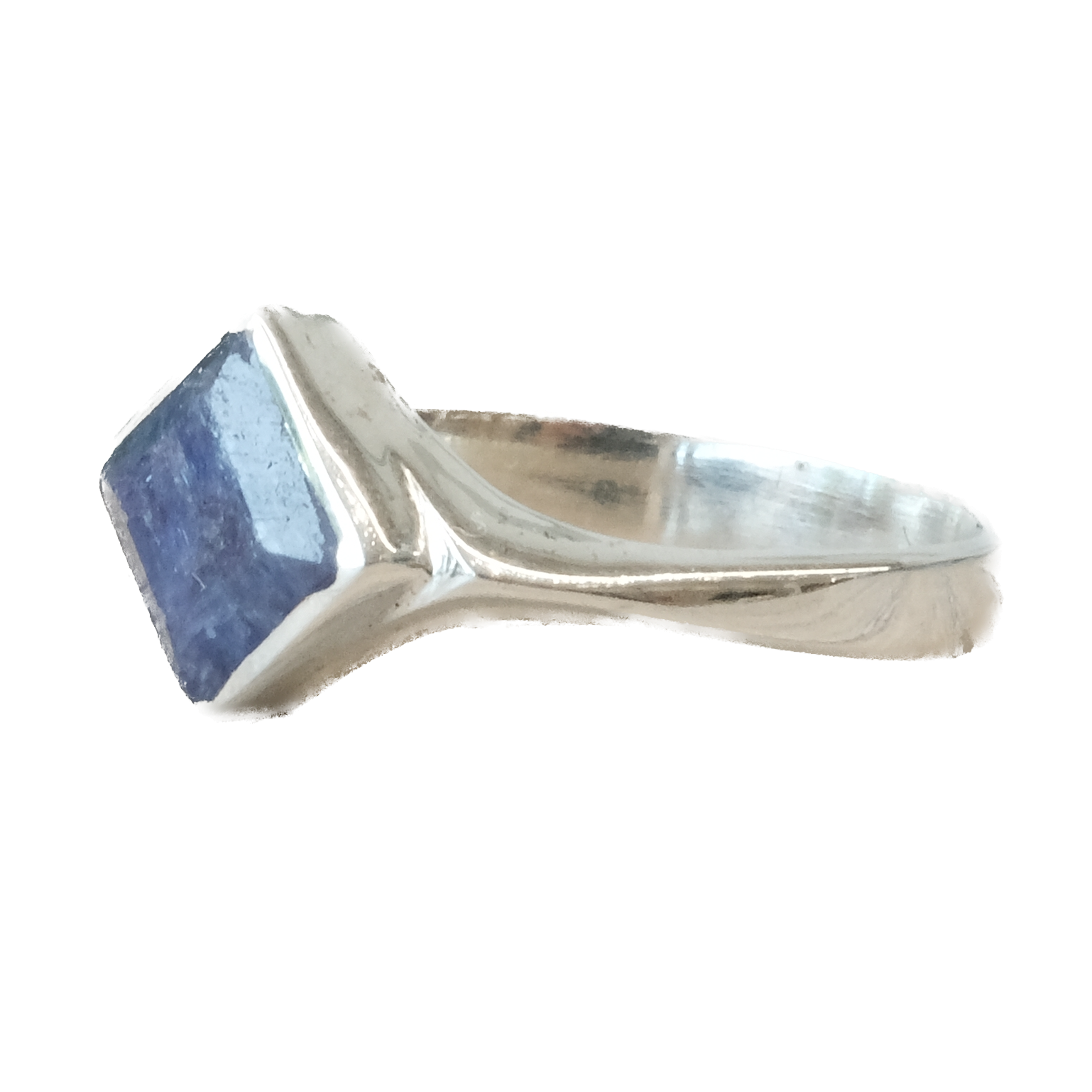 Blue Sapphire Square Sterling Silver Ring Size 9