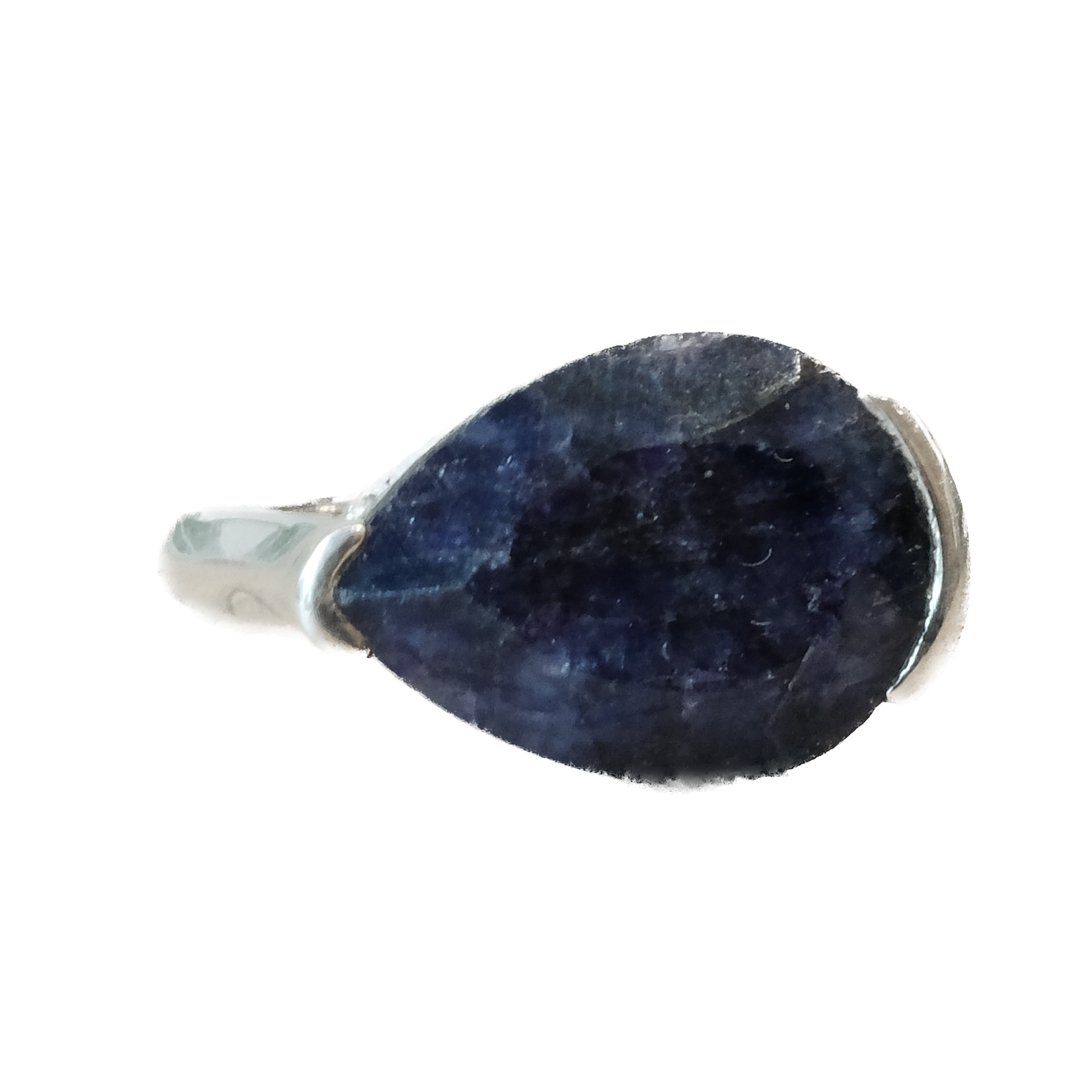 Blue Sapphire Teardrop Sterling Silver Ring Size 7