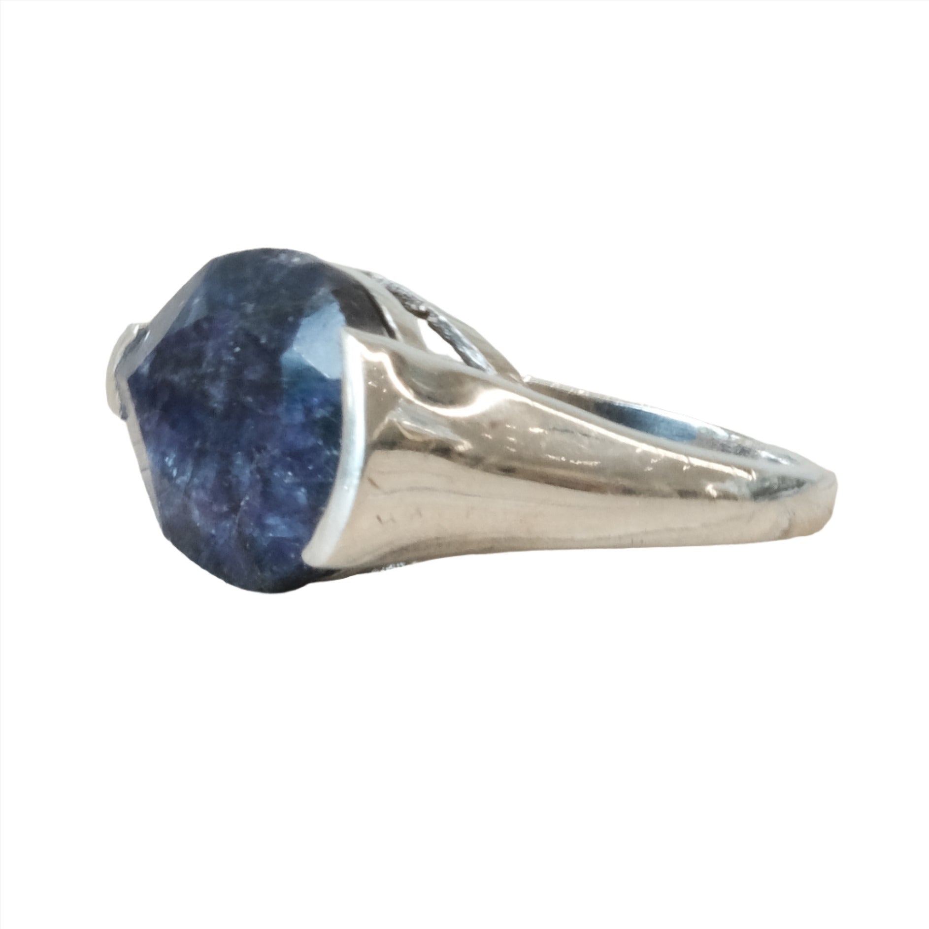 Blue Sapphire Teardrop Sterling Silver Ring Size 7