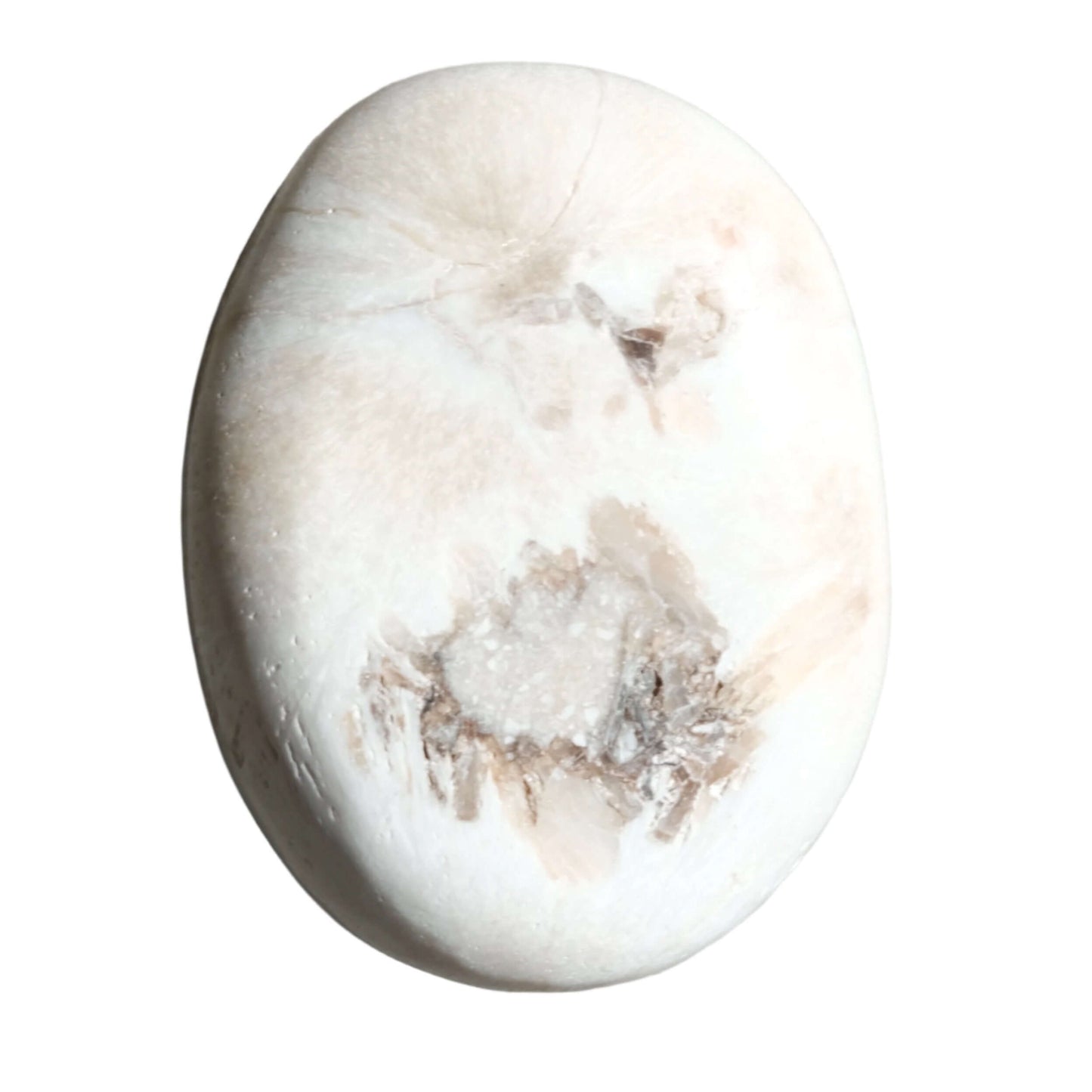 Scolecite palm stone for inner peace, ideal for meditation and relaxation.