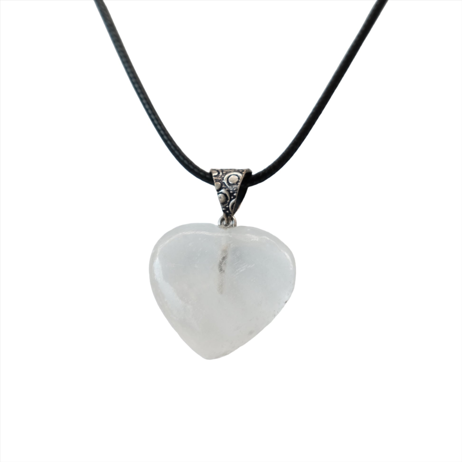 Selenite Heart Pendant Necklace