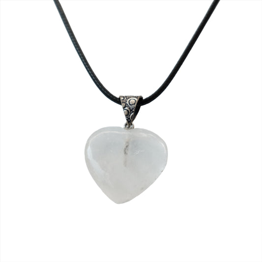 Selenite Heart Pendant Necklace