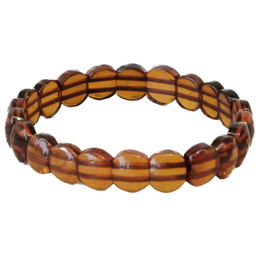 Amber Oval Bead Stretch Bracelet Adult Size