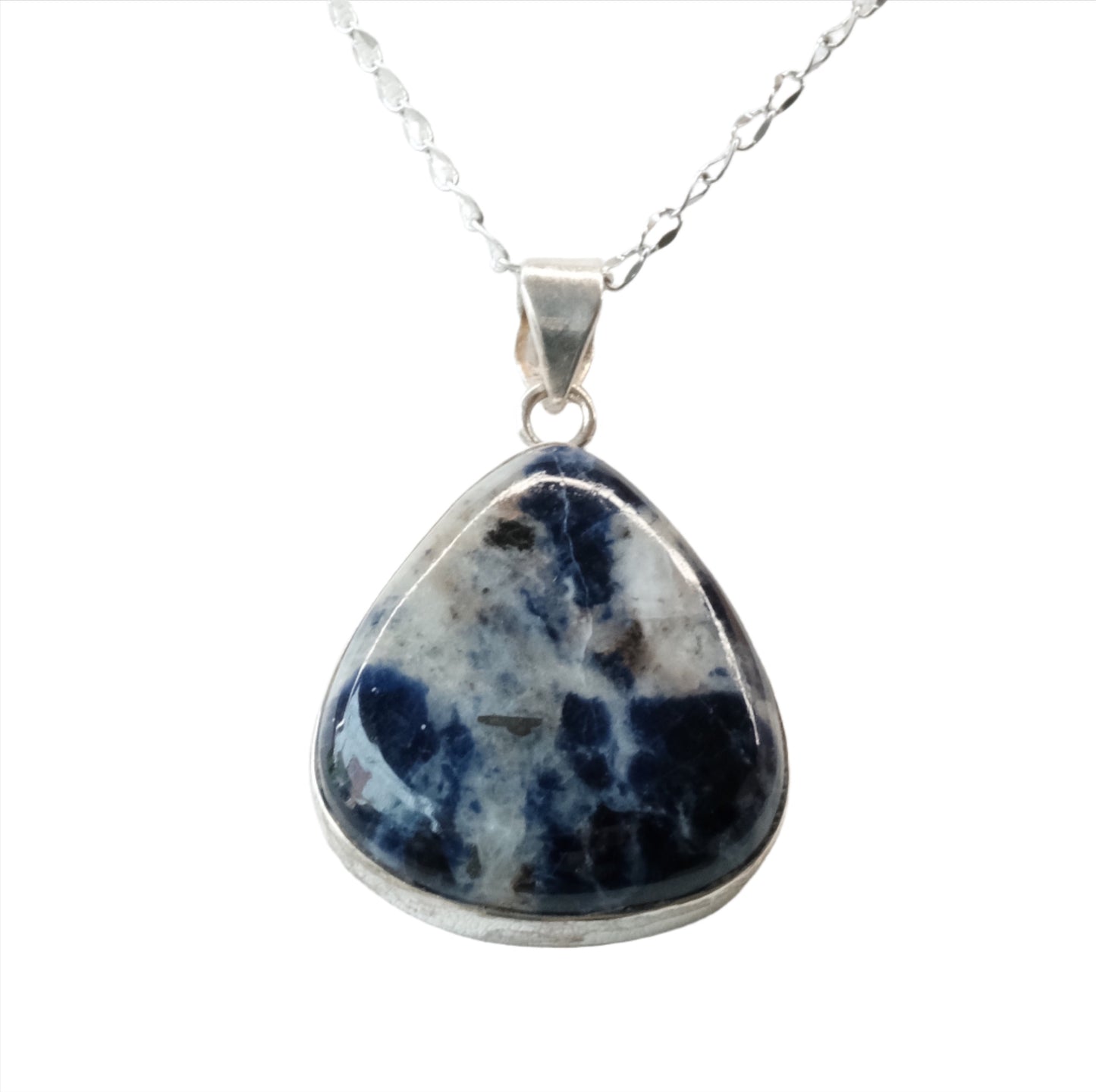 Sodalite Teardrop Sterling Silver Pendant Necklace