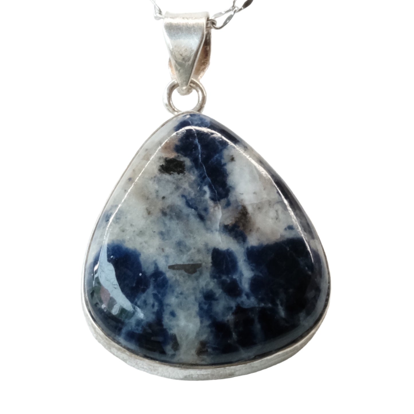 Sodalite Teardrop Sterling Silver Pendant Necklace