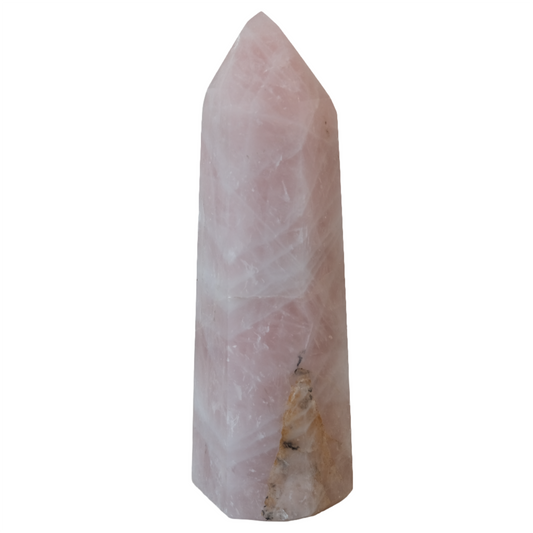 Raw Rose Quartz Tower 503g, boosts self-love, heart healing, and balances the circulatory system.