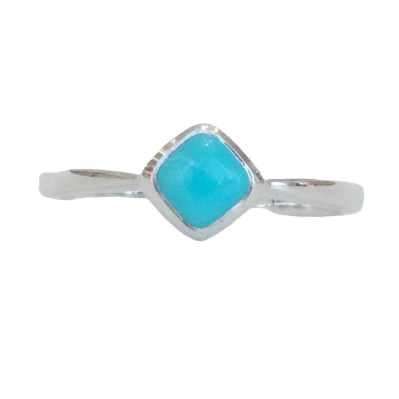 Turquoise square sterling silver ring size 6 with elegant design.