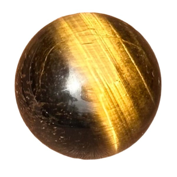 Tiger Eye sphere enhances focus, concentration, and mood stability while offering protection and good luck.