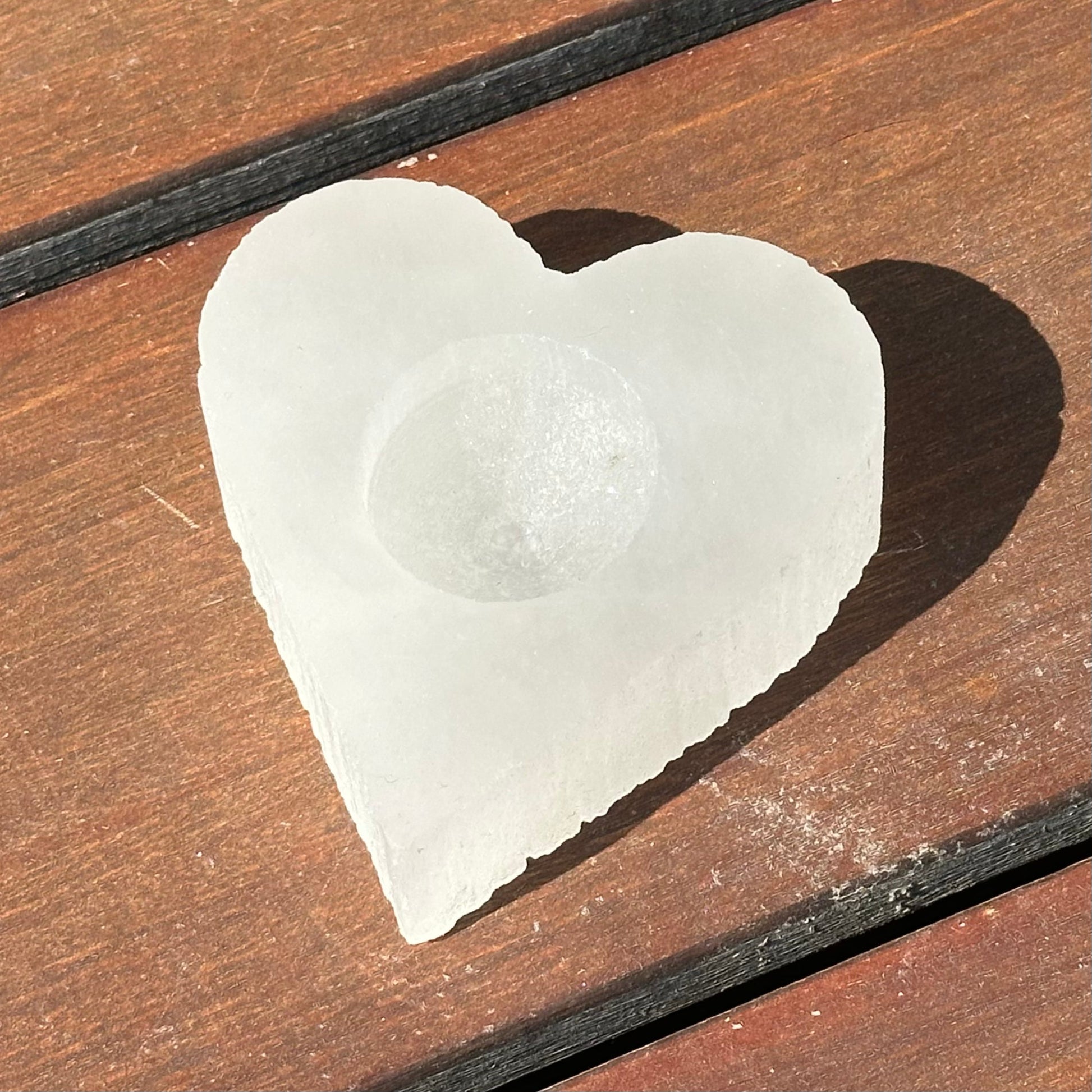 Selenite Heart Candle Holder