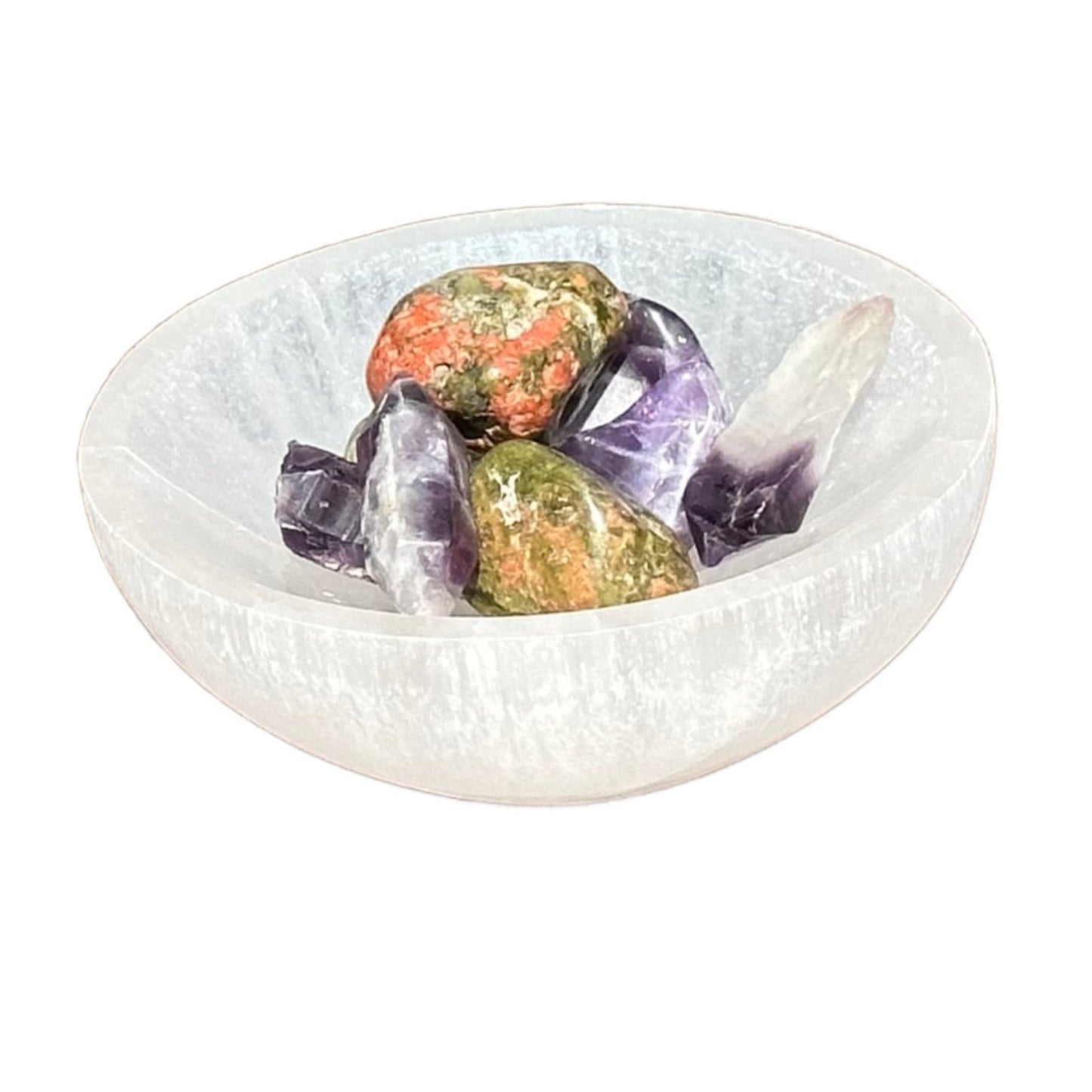 Selenite Round Bowl 4"