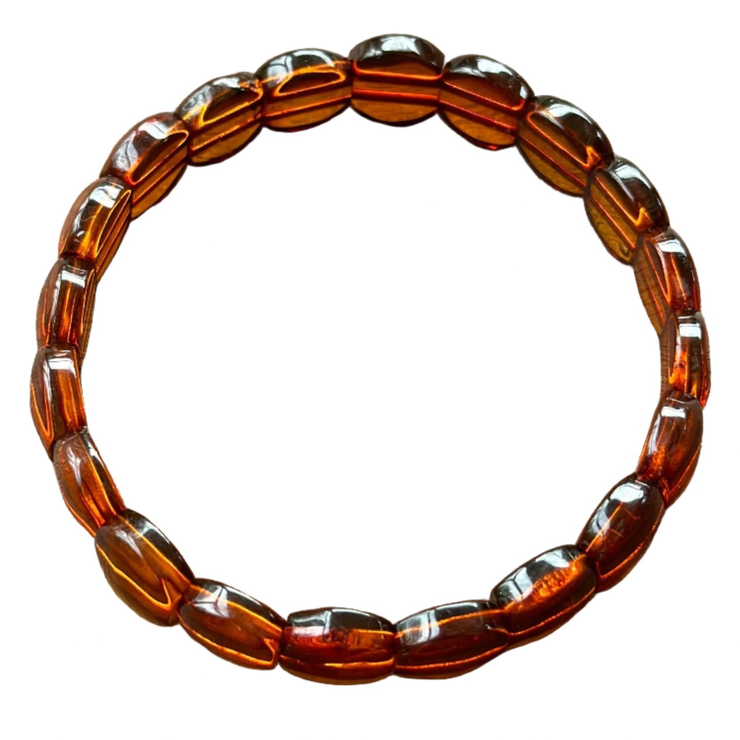 Amber Oval Bead Stretch Bracelet Adult Size