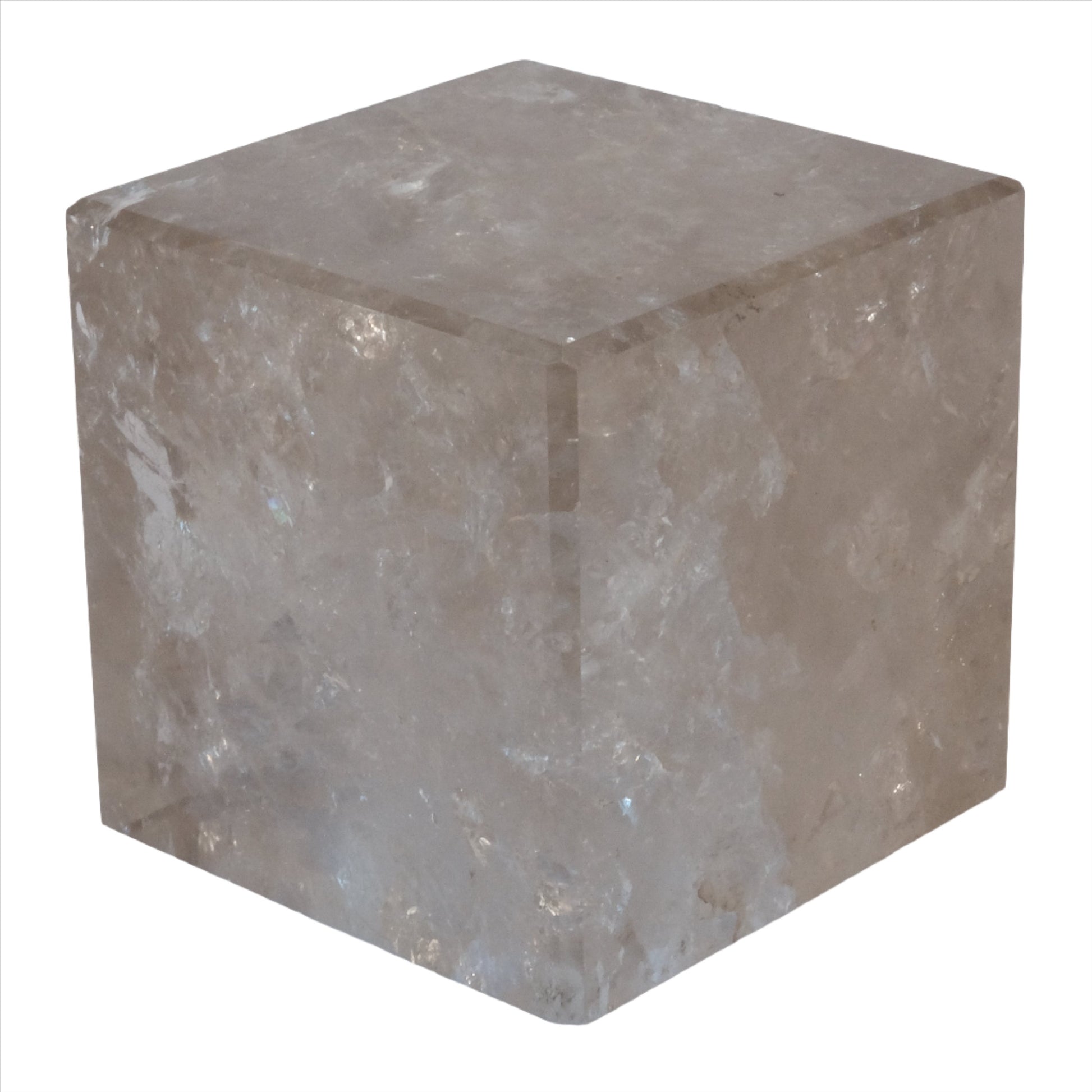 Smoky Quartz Cube 413g with healing properties, ideal for grounding and reconnecting with nature, sourced from Brazil.